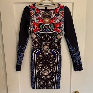 Clover Canyon Black and Red Floral Long Sleeve Dress
